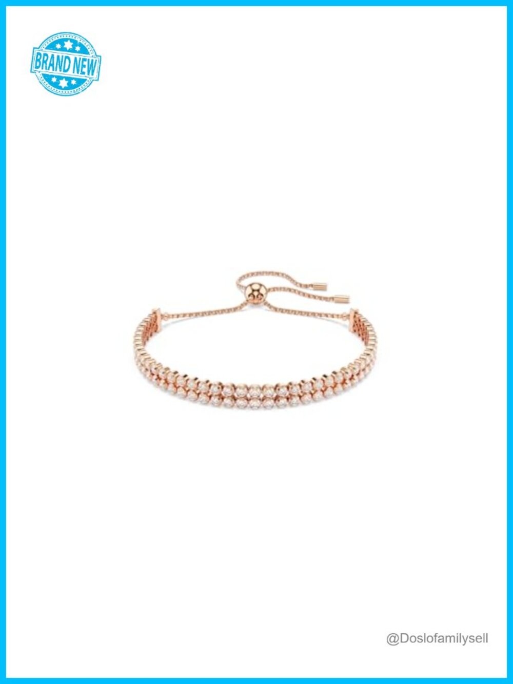 Swarovski Crystal Tennis Bracelet Rose Gold-Tone Adjustable Sliding Clasp